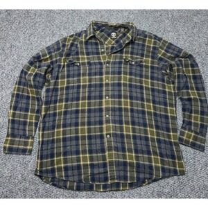 Timberland Men's XL Plaid Flannel Button-Up Shirt Cotton Long Sleeve